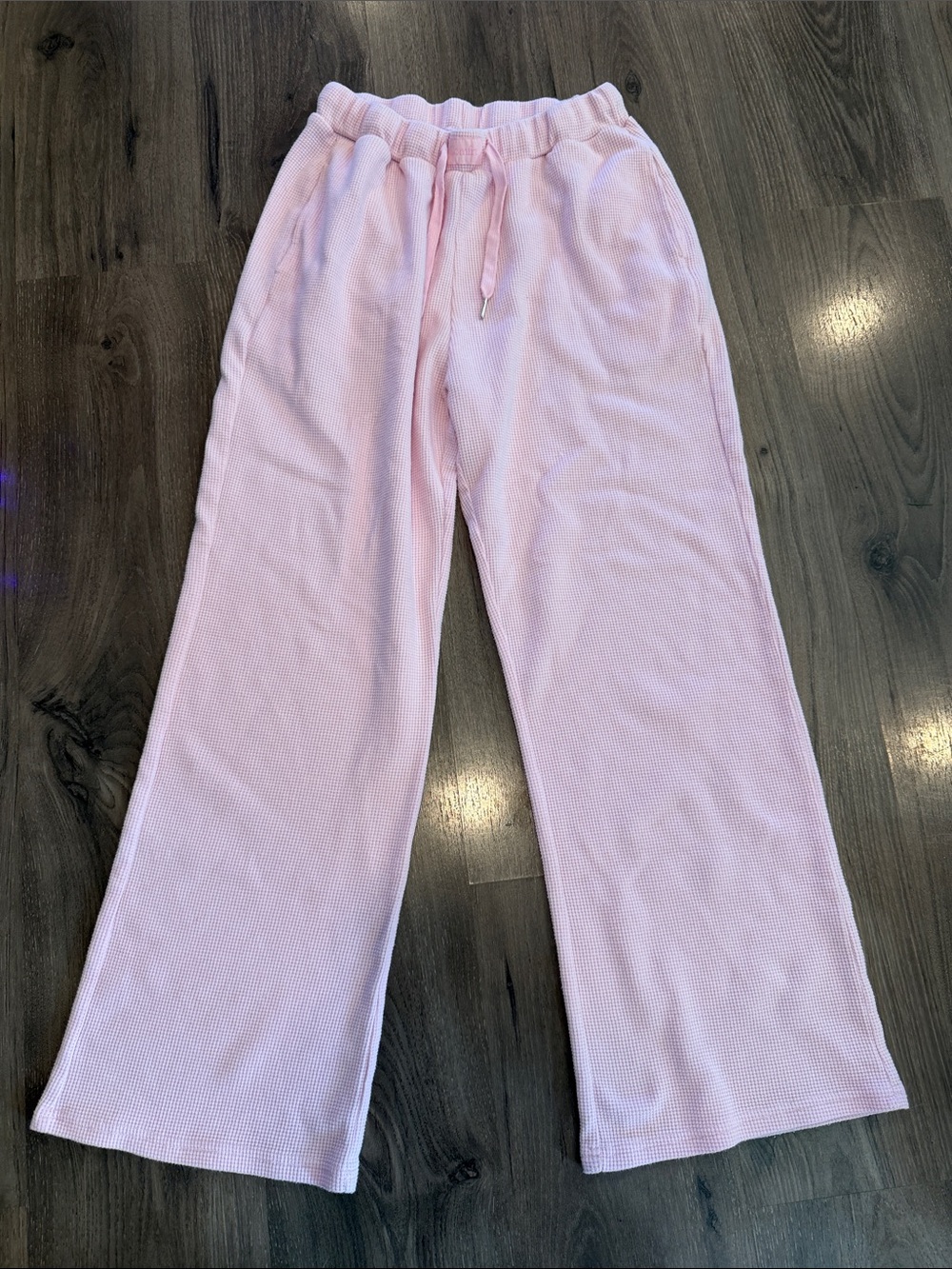 comfrt Women’s Light Pink Waffle Knit Lounge Joggers